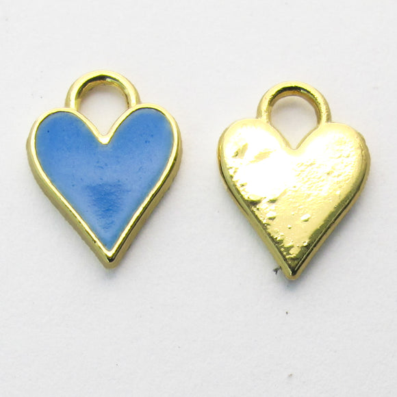 metal 12mm heart NF Gold Sky Blue 2pcs
