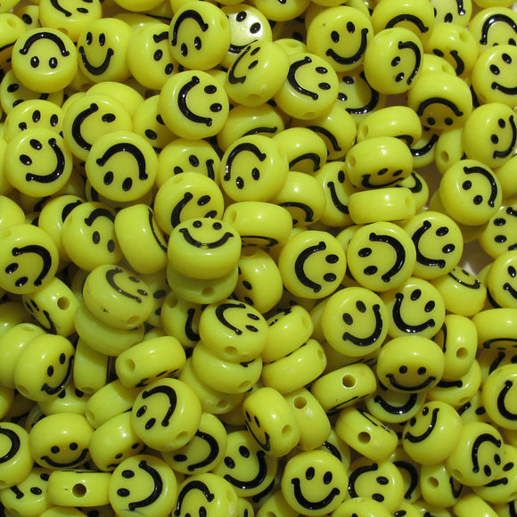 Plas 7mm coin smiley face yellow 400pcs