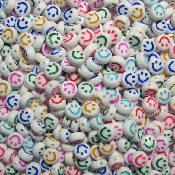 Plas 7mm coin smiley face white/mul 400p