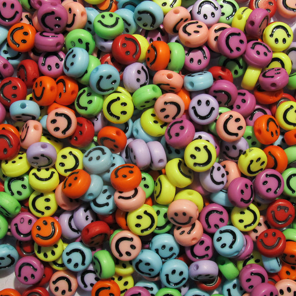 Plas 7mm coin smiley face multi mix 400p