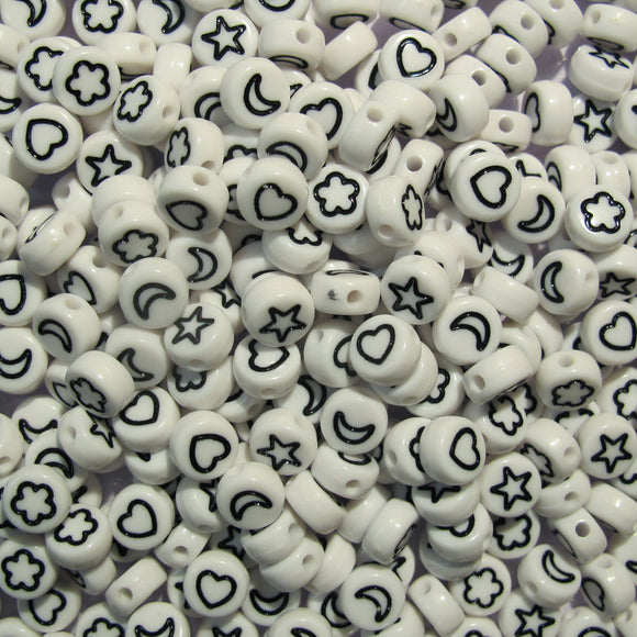 Plas 7mm coin 4 shapes black/white 385pc