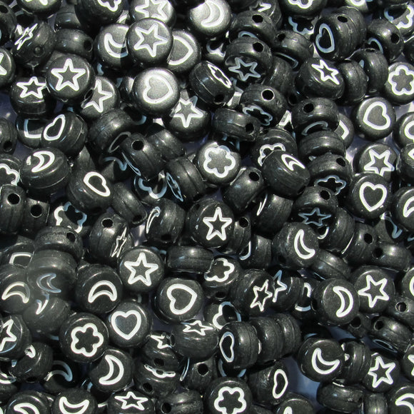 Plas 7mm coin 4 shapes white/black385p