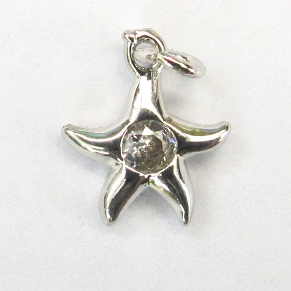 Metal 10mm starfish diamante NF sil 4p