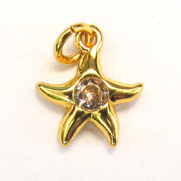 Metal 10mm starfish diamante NF gold 4p