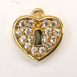 Metal 10mm heart diamante NF GOLD 2pcs