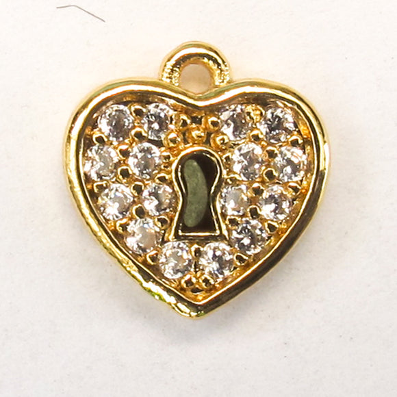 Metal 10mm heart diamante NF GOLD 2pcs