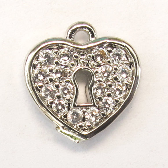 Metal 10mm heart diamante NF SILVER 2pcs