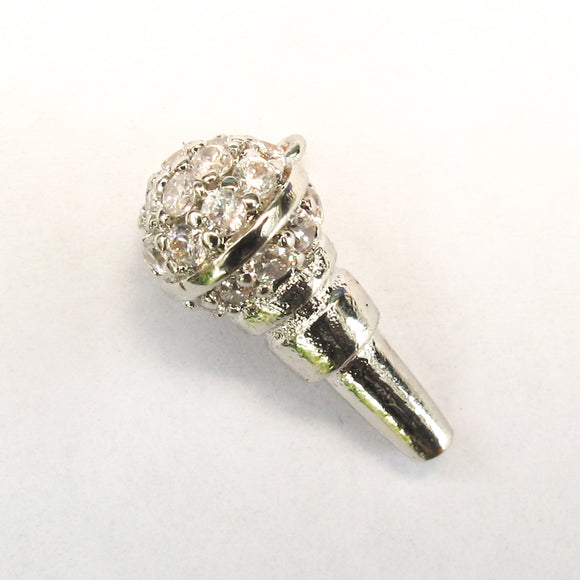 Metal 20mm KARAOKE charm CLEAR/SIL 1pc