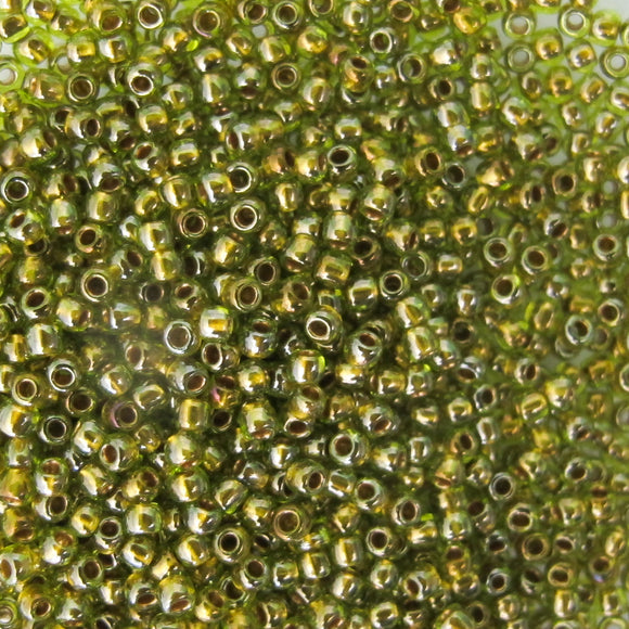 Toho #11 rnd 991 Gilt Lined Peridot 10g