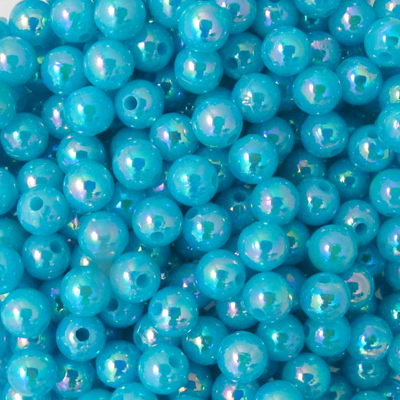 Plas 6mm rnd OPAQUE AQUA AB 200pcs