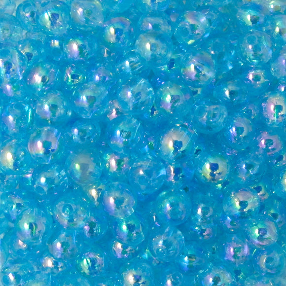 Plas 6mm rnd trans Aqua AB 200pcs