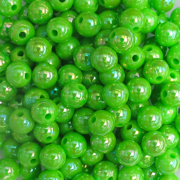 Plas 6mm rnd OPAQUE LIME AB 200pcs