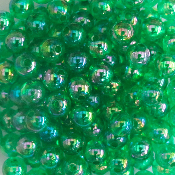 Plas 6mm rnd trans EMERALD AB 200pcs