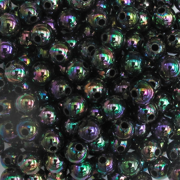 Plas 6mm rnd BLACK AB AB 200pcs