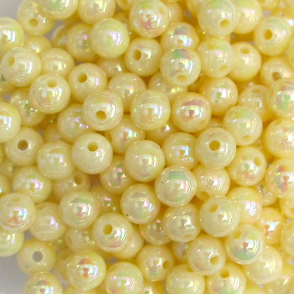 Plas 6mm rnd OPAQUE CREAM AB 200pcs
