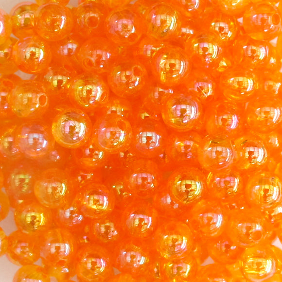 Plas 6mm rnd TRANS ORANGE AB 200pcs
