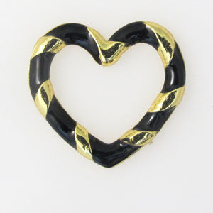 Metal 14mm heart twisted gold/black 2pc