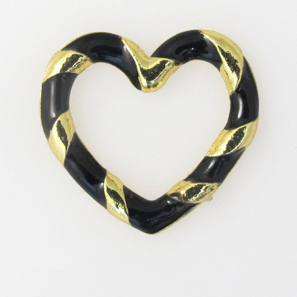 Metal 14mm heart twisted gold/black 2pc