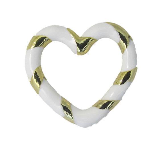 Metal 14mm heart twisted gold/white 2pc