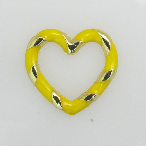 Metal 14mm heart twisted gold/yellow 2pc