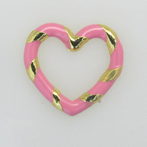 Metal 14mm heart twisted gold/pink 2pc