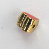 Metal 8mm heart 1mm hole gld/red 4pcs