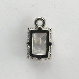 Metal 8x6mm rectangle drop sil/clear 2pc