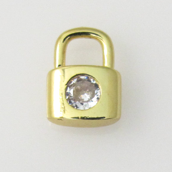 Metal 12mm Padlock gold/clear diam 2pcs