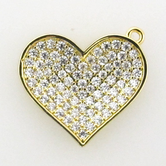 Metal 20mm heart diamantes NF Gold 1pc