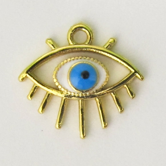 Metal 12mm evil eye charm NF Gold 2pcs