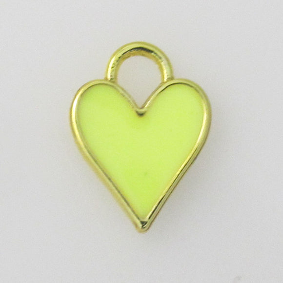metal 12mm heart NF Gold fluro yellow 2p