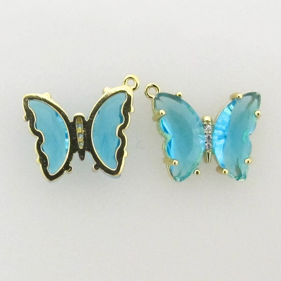 Cg 18mm butterfly off centre Blue/Gld 2p
