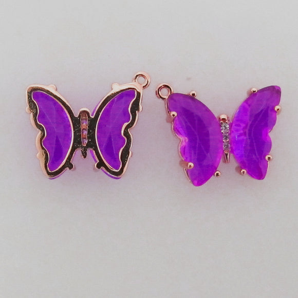 Cg 18mm butterfly off centre Pink/Gld 2p