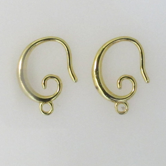 Metal 15mm E/Hook scroll NF Gold 4pcs