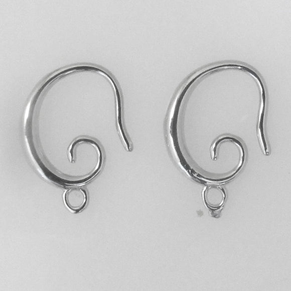 Metal 15mm E/Hook scroll NF Nickel 4pcs