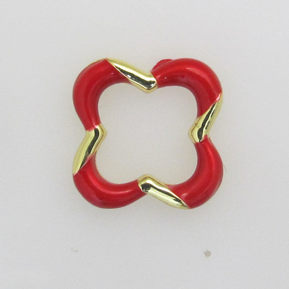 Metal 18mm 4 leaf charm red gold 2pc