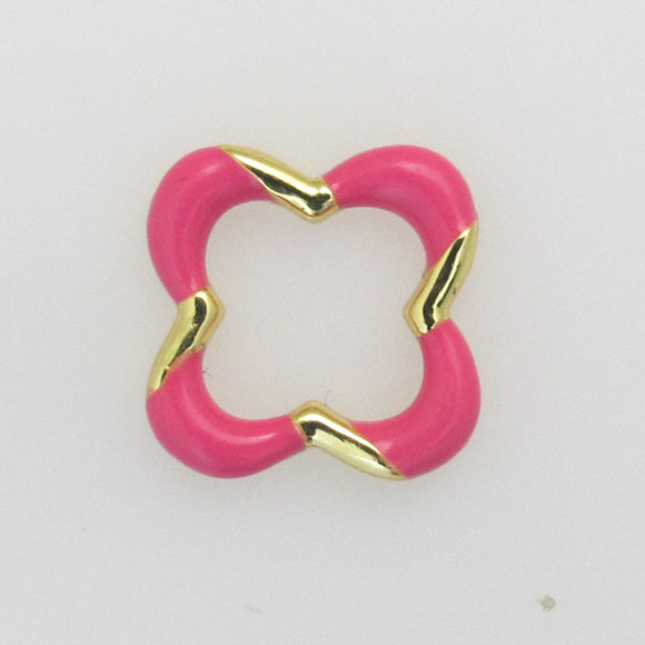 Metal 18mm 4 leaf charm pink gold 2pc