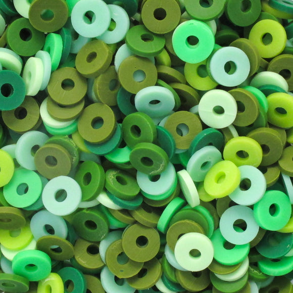 Clay 6mm heishi green mix (300+p) 25gram