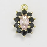 Metal 10mm Drop Pink/Blk NF GLD 2pcs