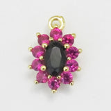 Metal 10mm Drop Fuchsia/Blk NF GLD 2pcs