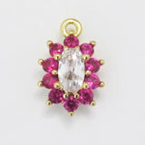 Metal 10mm Drop Clear/Fuchsia NF GLD 2pc