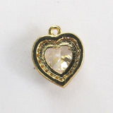 Metal 10mm heart Crystal NF GLD 2pcs