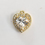 Metal 10mm heart Crystal NF GLD 2pcs
