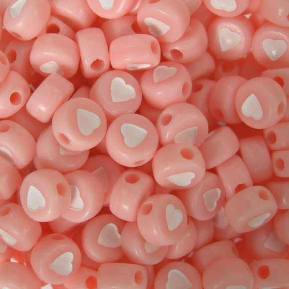 Plas 7mm coin heart baby pink/white 400p