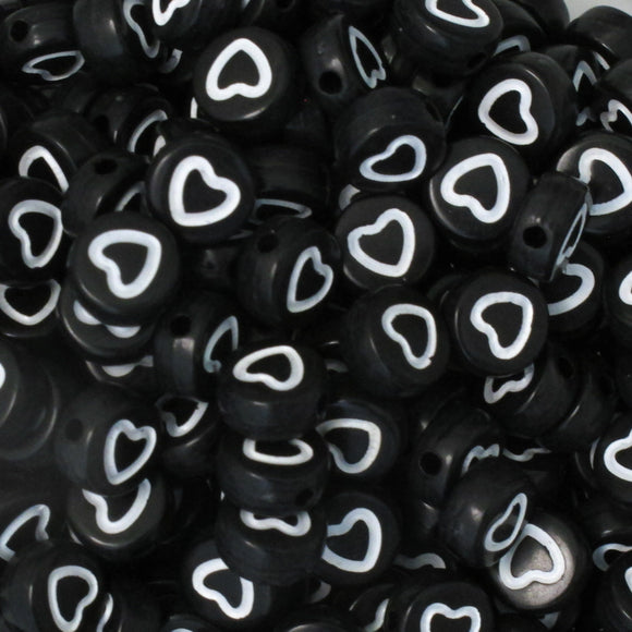 Plas 7mm coin heart L black/white 340p