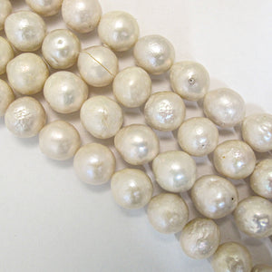 Semi Prec 12mm rnd baroque pearl nat 30+