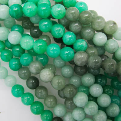 Semi prec 8mm rnd jade multi GREEN 45pc