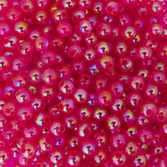 Plas 4mm rnd trns HOT PINK AB 700/20grs