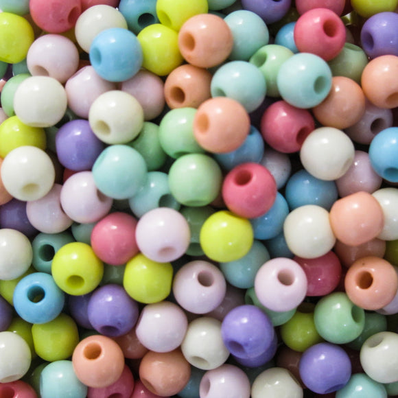 Plas 6mm rnd 1.5mm hole pastel 450+pcs