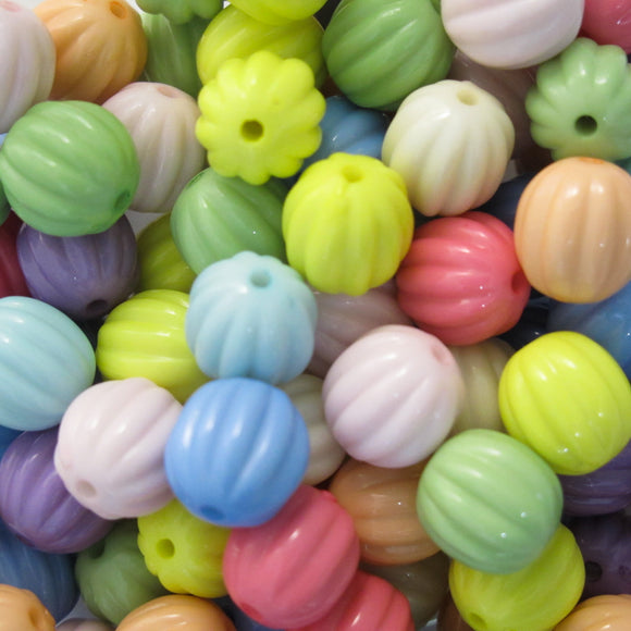 Plas 10mm rnd ribbed pastel 50g/90+pcs